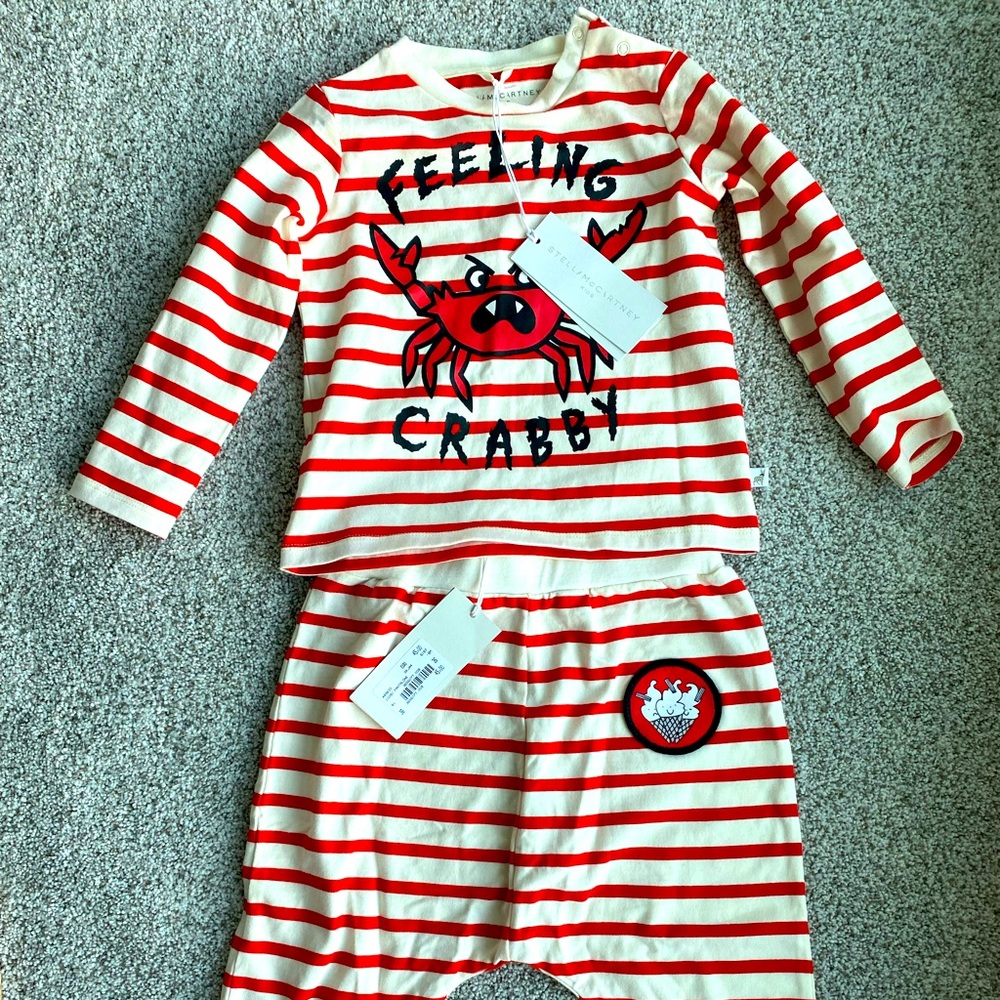 Stella McCartney Feeling Crabby Cotton T-Shirt and Pants 36mo